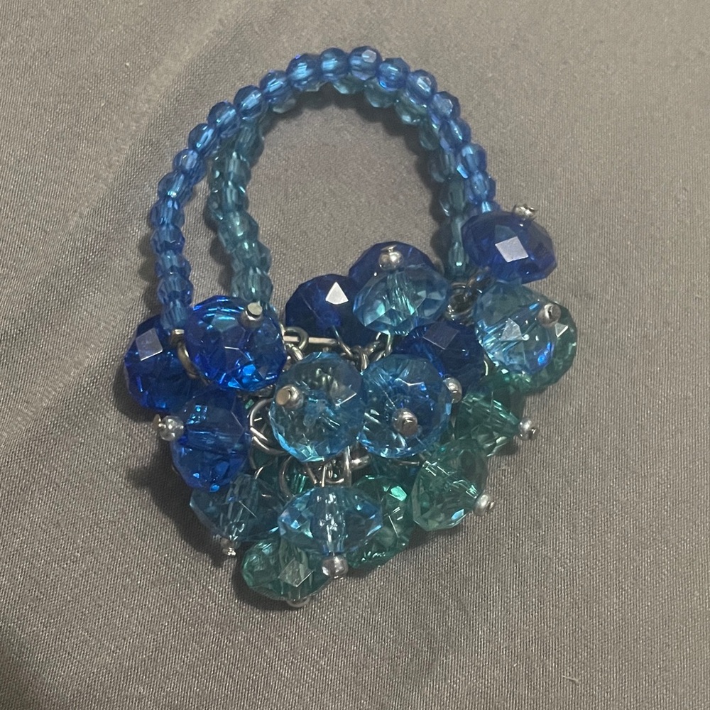 Oceanic Blue and Green Beaded Brooch